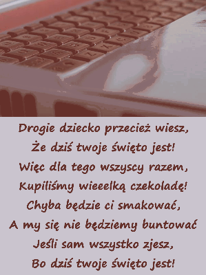 Czekoladka z życzeniami na dzień dziecka